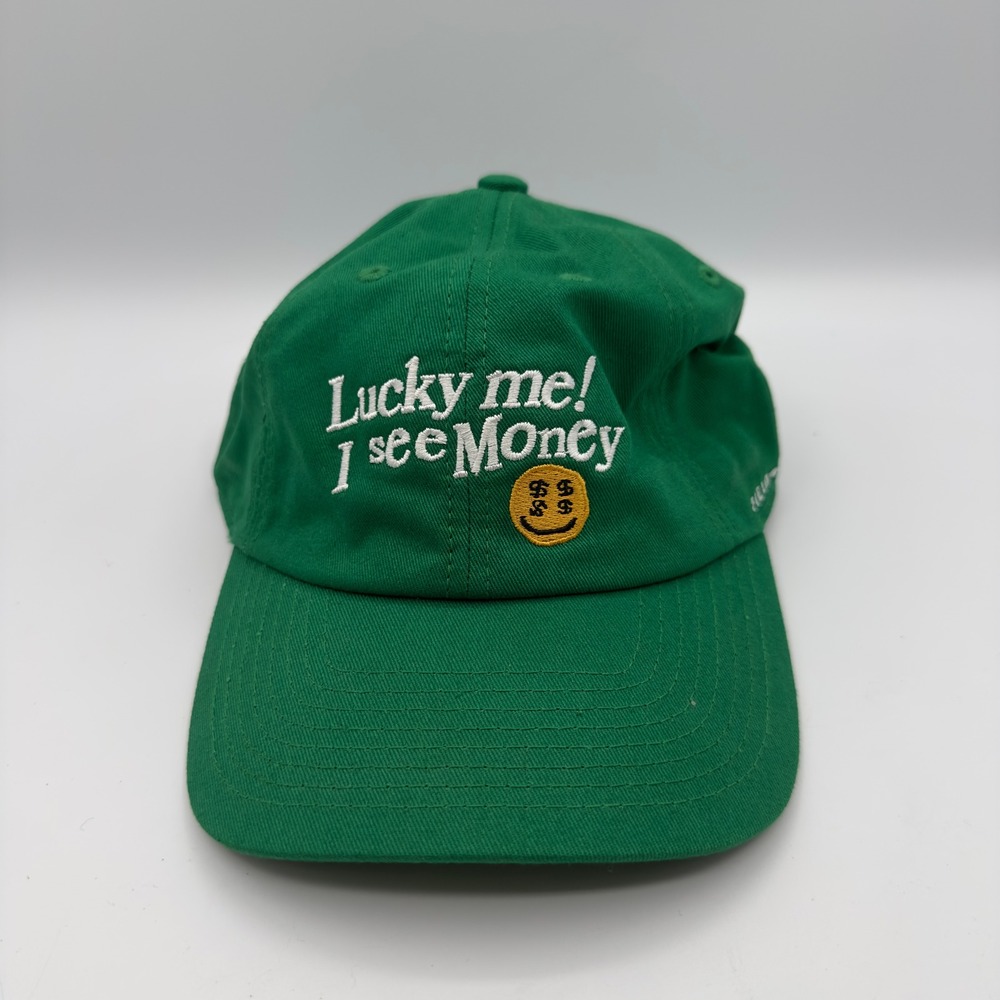 Field Grade Hat Lucky Me I See Money Green Adjustable OSFM Good Streetwear Cap